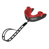 Silver Level Junior Mouthguard Black and Red with Strap